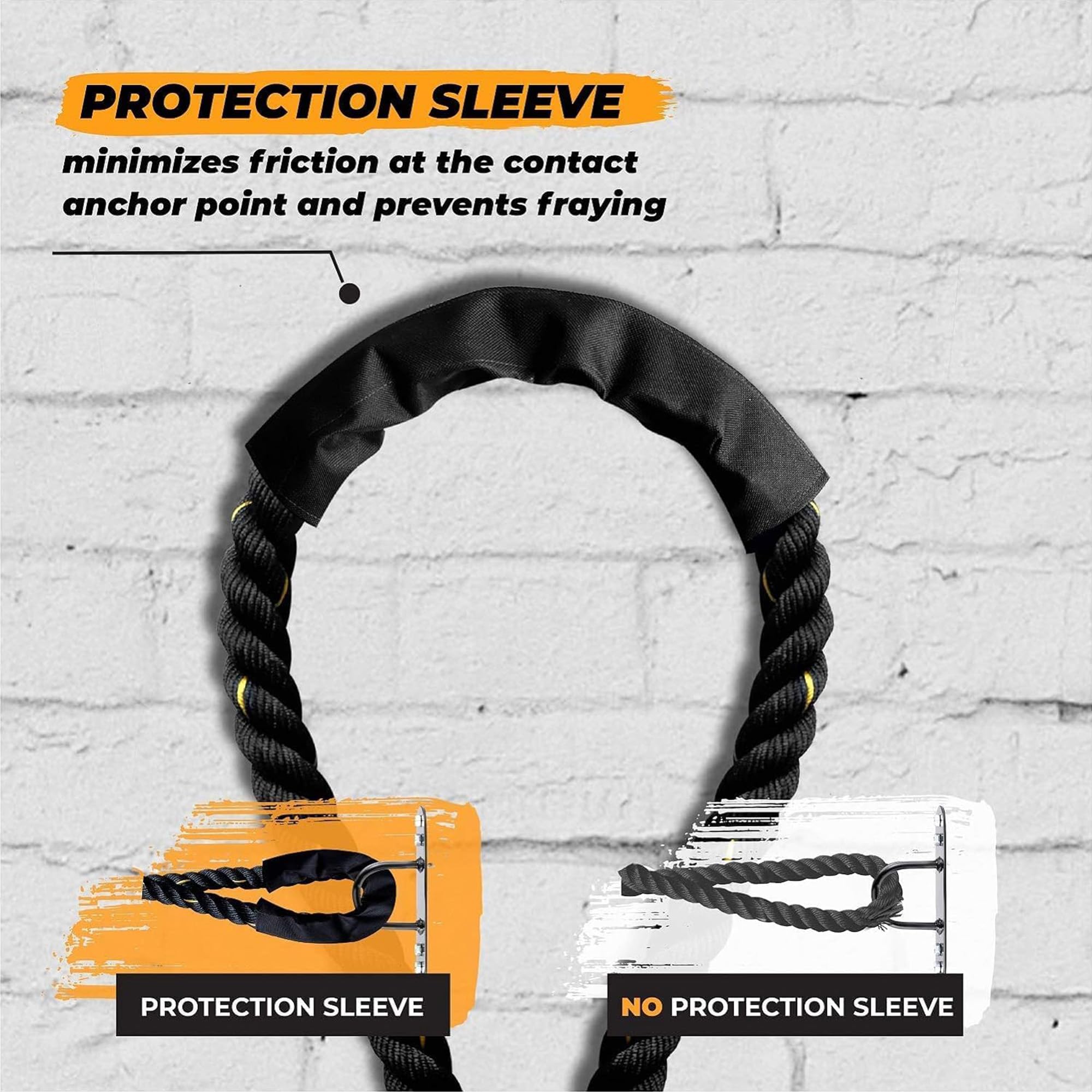 Yes4All 1.5/2 Inch Battle Ropes with Extra Protective Sleeve, Workout Ropes for Cross-Training Home Gym & Fitness Exercises, Strength Training - 30,40,50 Feet Lengths Available