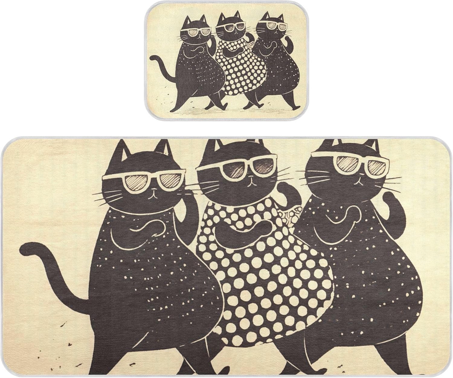 Cute Cats Black Brown Cooling Baby Mattress Protector Crib 28" x 52" Ultra Soft Pads for Kids for Baby&Toddler