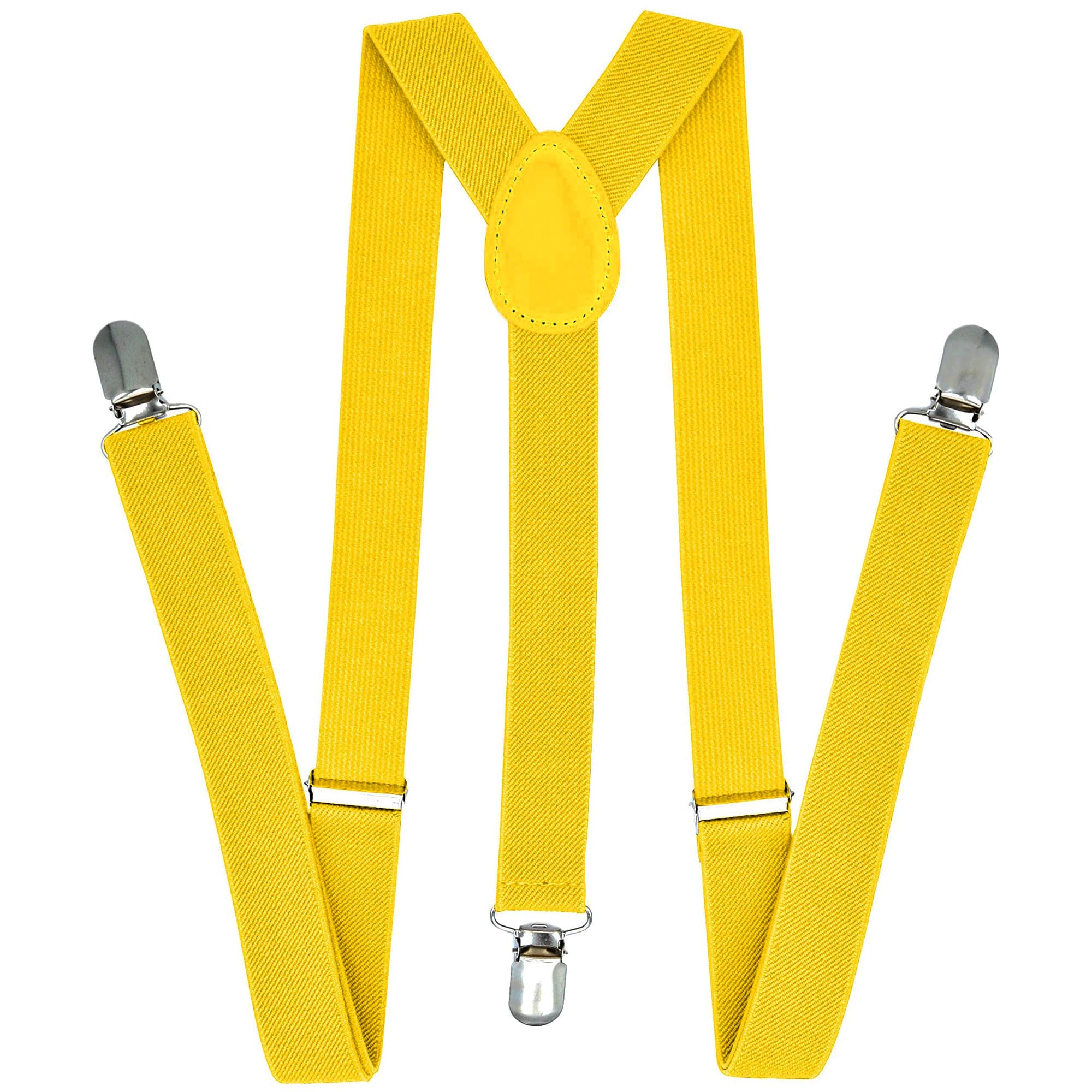 The Fancy Dress Men's Yellow The Fancy Dress® Unisex Adult Child Adjustable Braces Suspenders Slim Trouser Belt Y Clip On Fancy Dress 25 Mm With Strong Metal Clip (Yellow)