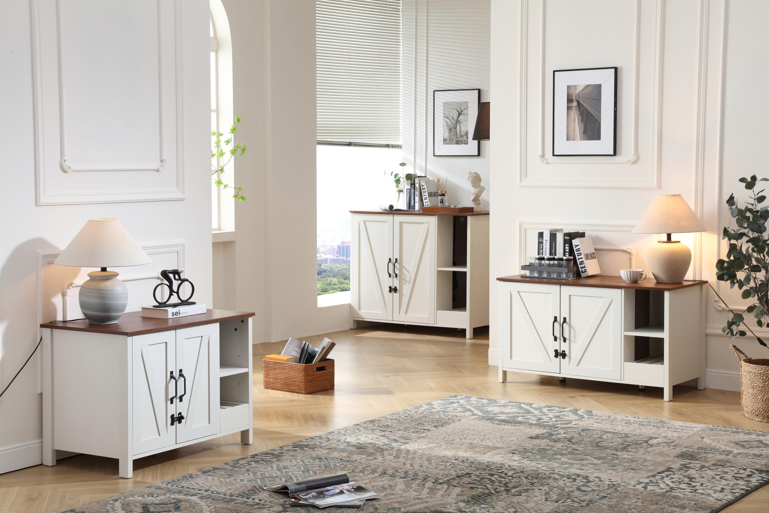 FOREST GRAVITY Cat Cabinet Litter Box Furniture Mobiletto per gatti lettiere Grande lettiera per gatti Arredamento moderno 105 * 68 * 89 cm Casa con porta e divisorio separato Bianco