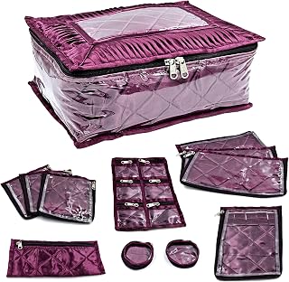 ELDE Jewellery Organiser Box for Women with 17 Removable Pouches | Travel Jewellery Storage Bag & Jewellery Organisers Pou... Price In India