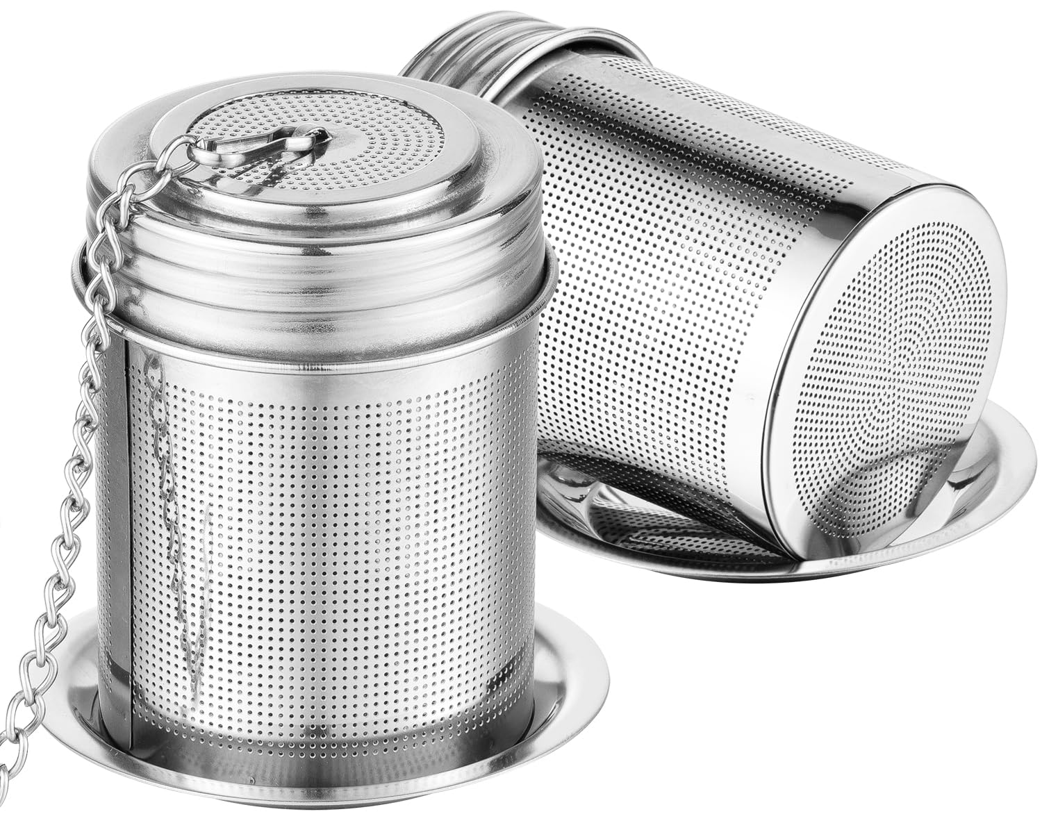 2Packs Tea Filter,Cooking Infuser with Extra Fine Mesh Tea Ball Strainers Threaded Connection 304 Stainless Steel with Extended Chain Hook to Brew Loose Leaf Tea,Spices & Seasonings