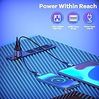 Vista 30 de Escritorio en forma de L de 53 pulgadas, escritorio para juegos en forma de L con tomas de corriente y luces LED, escritorio para computadora