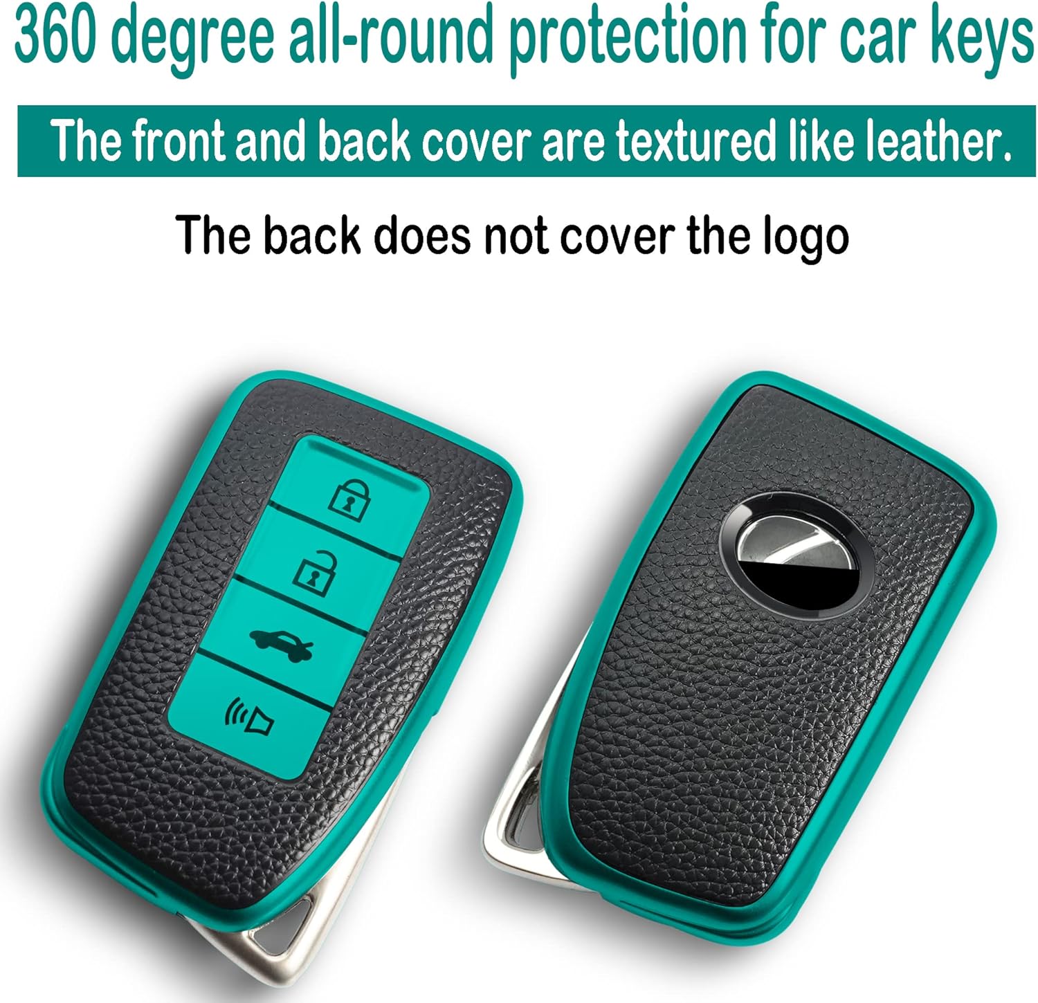 Texture Key fob Cover with Keychain Compatible with Lexus,Soft TPU Key case/Skin,4-Buttons fit ES is GS NX RX RC GX LX 570 200 250 300 350 h F Sport Remote Key Vehicle Accessories,Green - Image 3