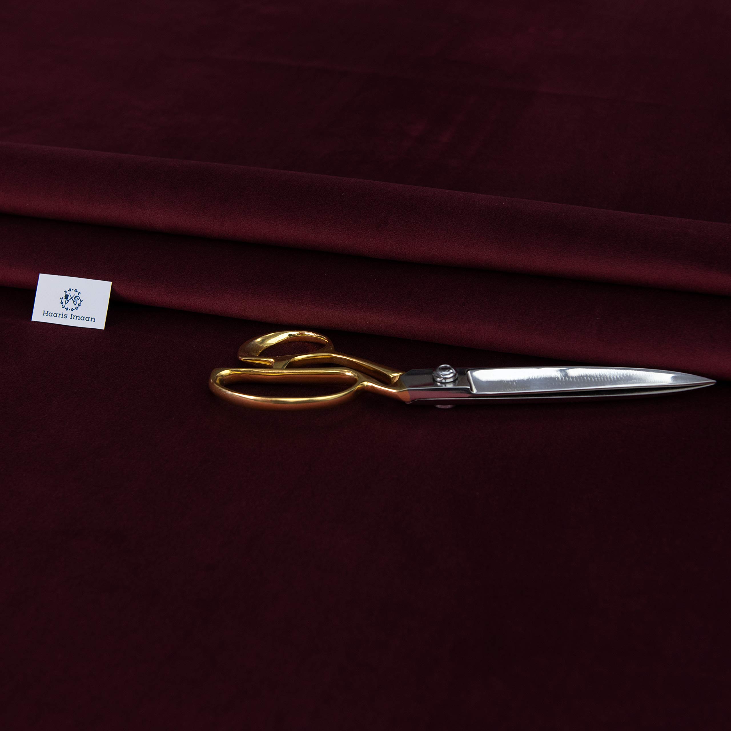 Haaris Imaan Soft Touch Velvet Upholstery Fabric | Velvet Material for Indoor Furnishing | Soft Fabric for Sofa, Armchairs, Cushions | Sold by The Meter (Burgundy)