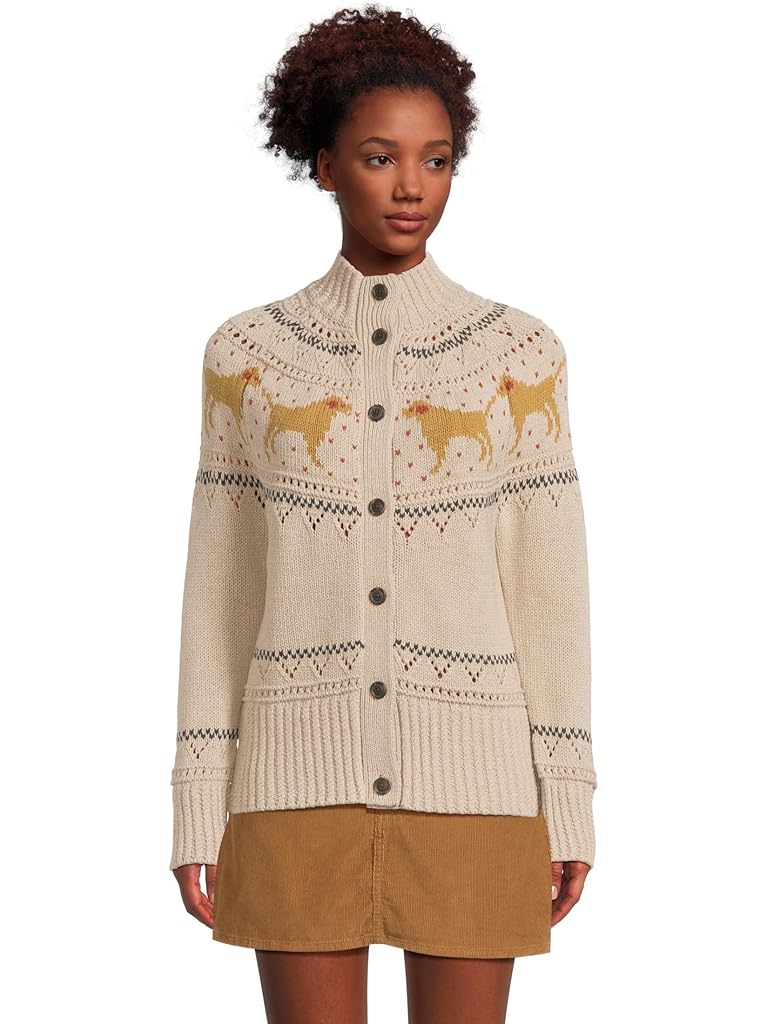 Beige L.L.Bean Signature Cotton Fisherman Button Front Cardigan Sweater