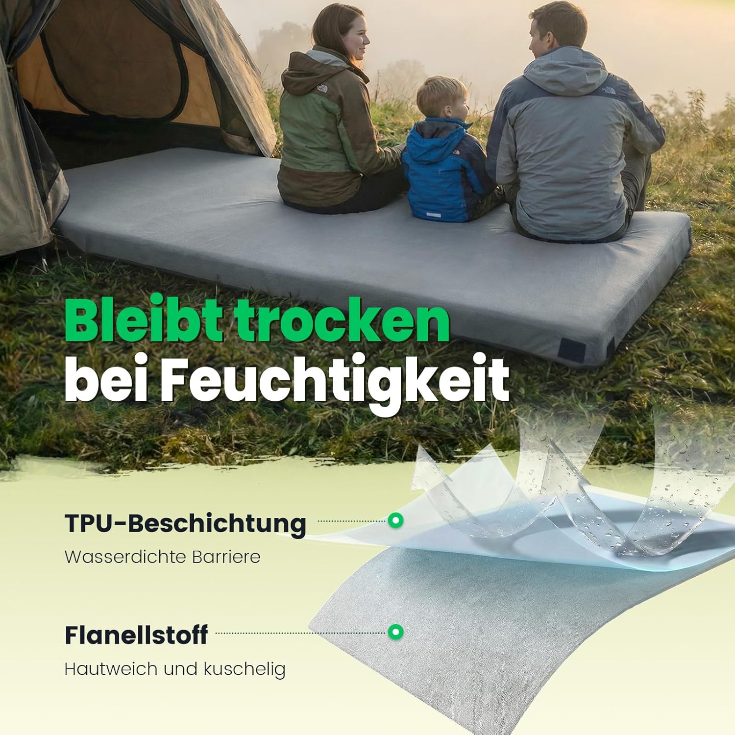 Willpo CertiPUR-US Memory Foam Camping Mattress with Travel Bag and 2 Interchangeable Covers, Lightweight Portable Sleeping Pad for Tents, Guest Beds, Home - Image 3