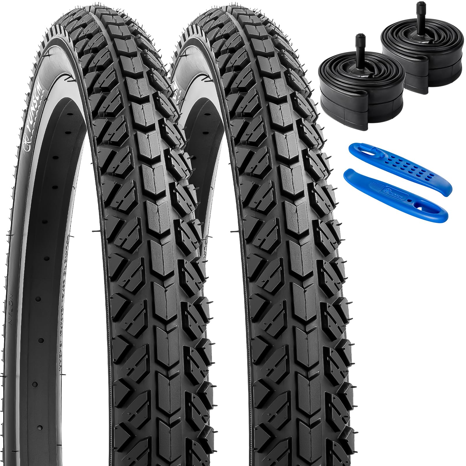 YUNSCM 2-PCS 20 pollici bicicletta pneumatici 20x1.95/54-406 and 20 pollici bicicletta camera d'aria Schrader Valve Compatible with 20x1.90 20x1.95 20x2.0 All-Terrain Directional Tread (Y-357)