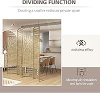 Vista 6 de HOMCOM Divisor de habitación de 4 paneles, pantalla de privacidad plegable, separador de habitación de 5.6 pies, divisor de pared de división Natural