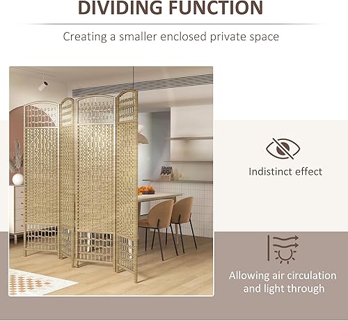 Miniatura 6 de HOMCOM Divisor de habitación de 4 paneles, pantalla de privacidad plegable, separador de habitación de 5.6 pies, divisor de pared de división