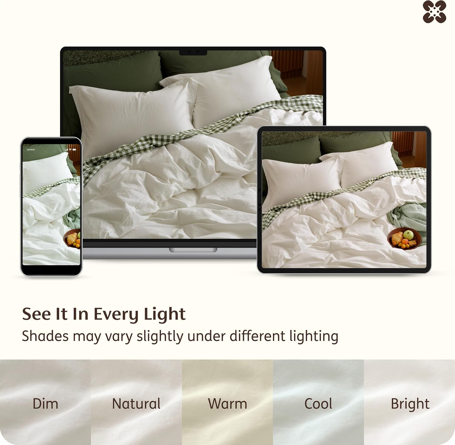 Bedsure PureWoven 100% Washed Cotton Duvet Cover Set, Queen Size, 3-PC