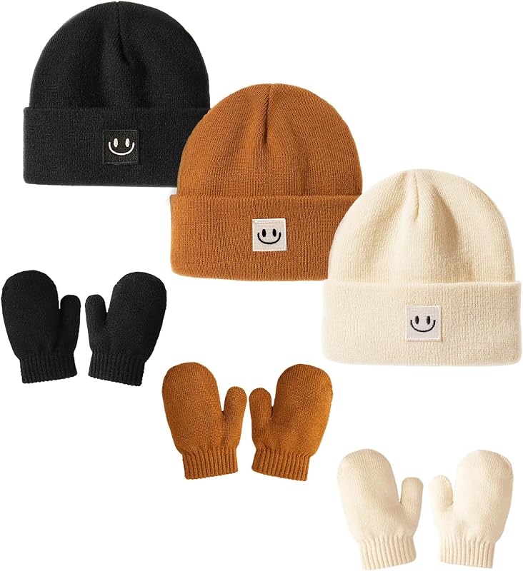 Baby Beanie and Mittens Set Toddler Beanie Warm Winter Hat Gloves Newborn Boys Girls