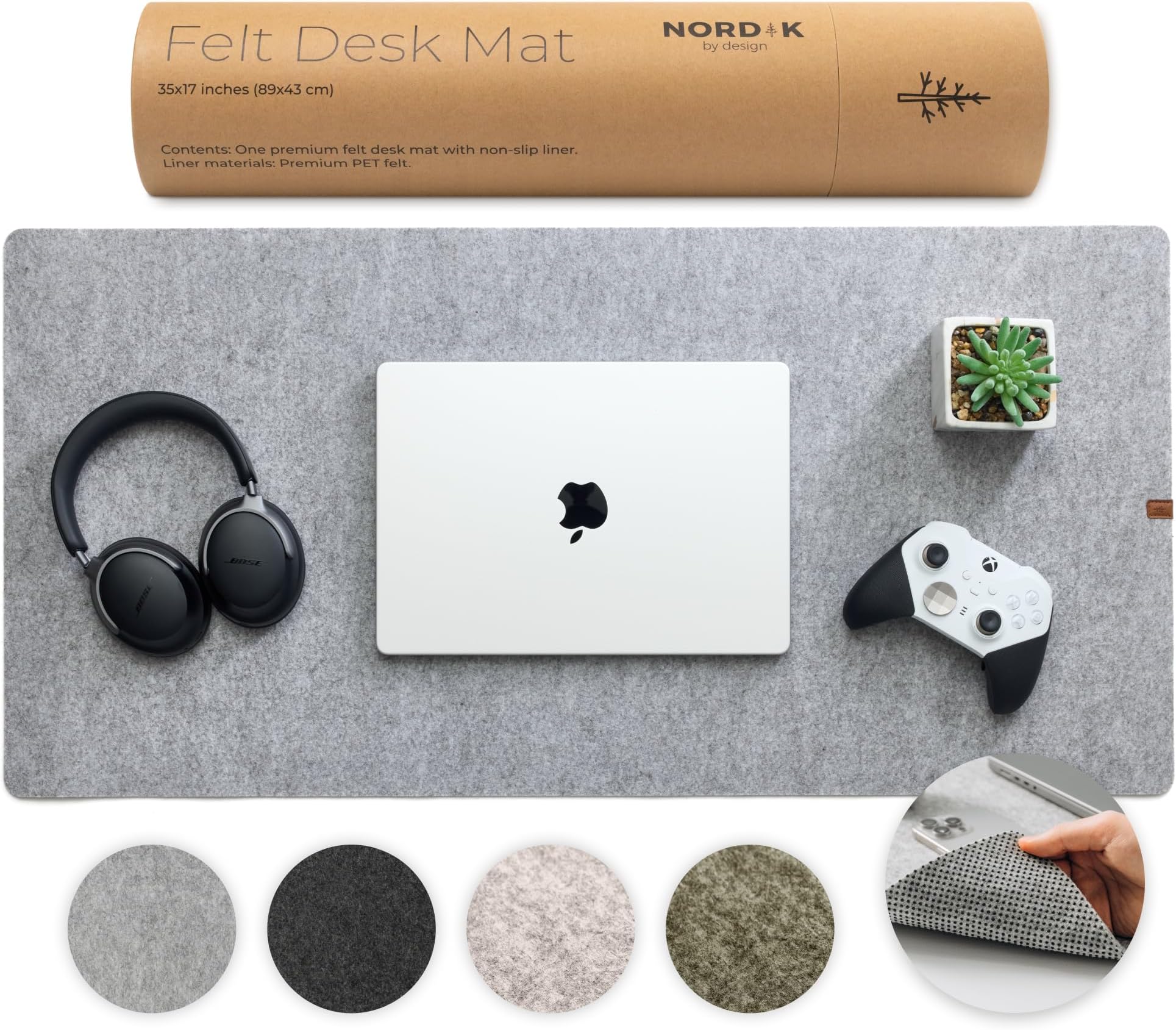 Nordik By Design Large Felt Desk Mat - Marle - 35 x 17 inch - Full Desk Keyboard Mat - Computer Desk Mat for Keyboard and Mouse Pad - Desktop Mat - Large Desk Mat - Felt Desk Pad