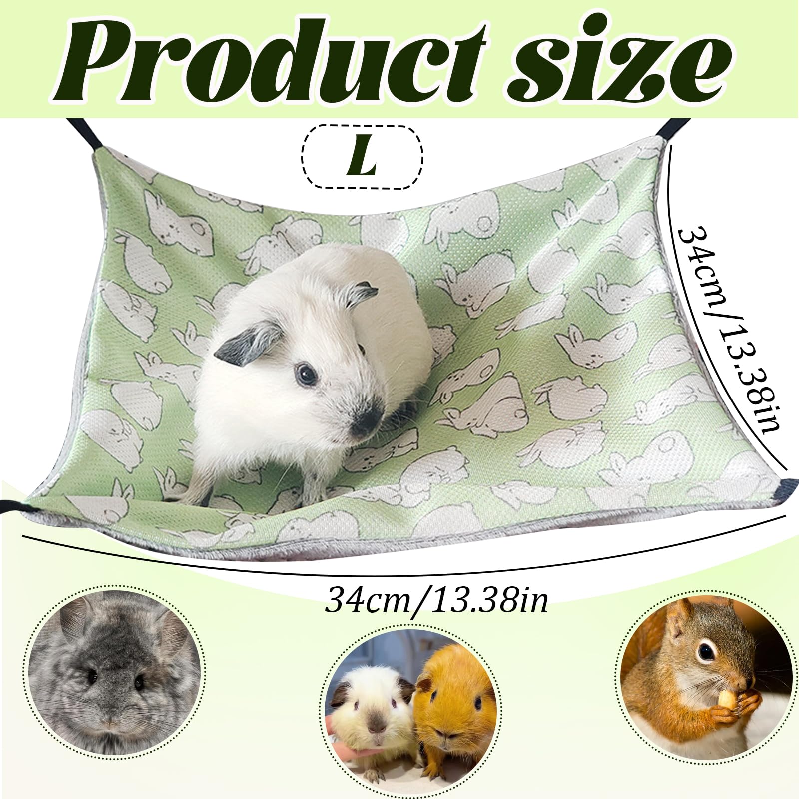 Maison cochon d'inde, Hamac Lit Hamac pour Animaux de Compagnie À Double Couche Chinchilla Furet pour cage de petit animal de compagnie, pour Chinchilla,Hérisson,Cobayes (Glace Soie, lapin vert)