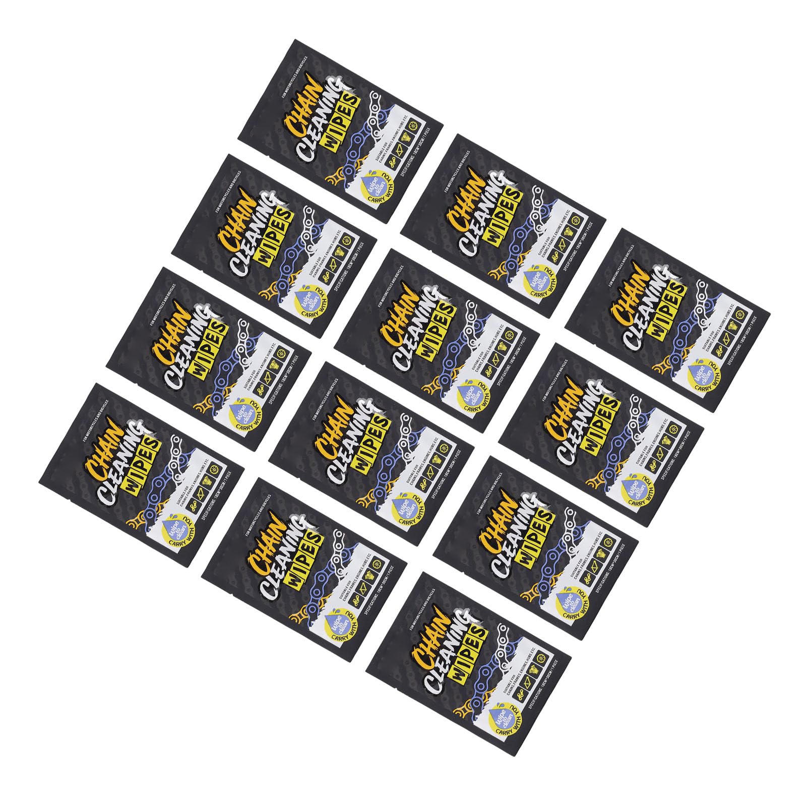 Toallitas para Cadenas de Bicicleta, 12 Uds., Empaquetadas Individualmente, Eliminación Rápida de Aceite para Marcos de Cadenas de Motocicleta, Fórmula Suave