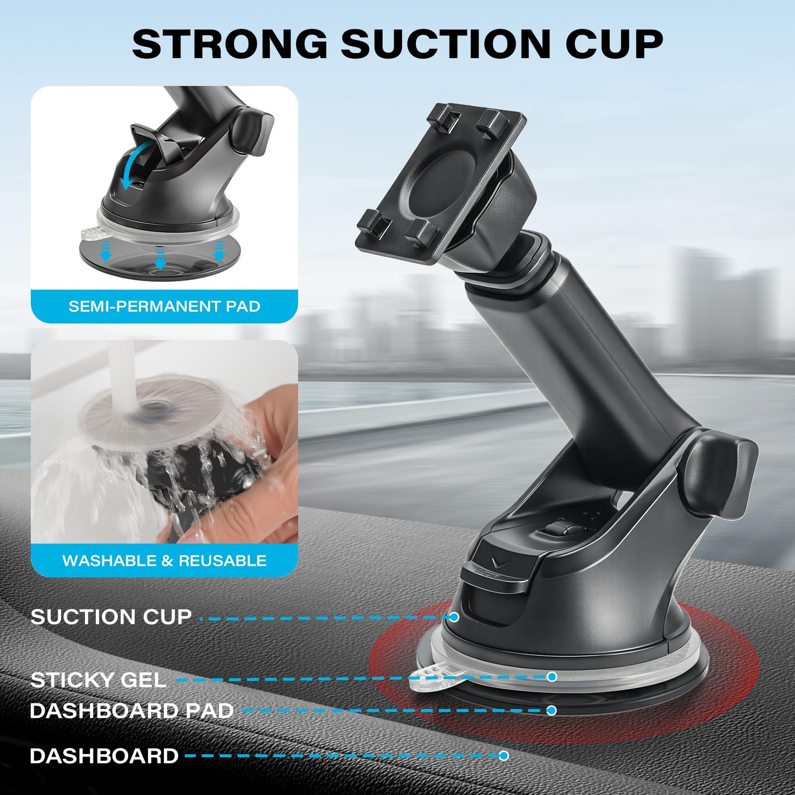 1Zero Soporte de coche con ventosa para monitor portátil