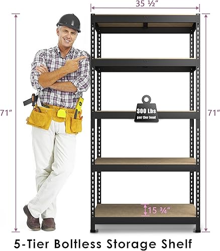 Miniatura 2 de Prilinex Estantes de almacenamiento resistentes, 35.5 pulgadas de ancho x 16 pulgadas de profundidad x 71 pulgadas de alto, 3 paquetes de estantería