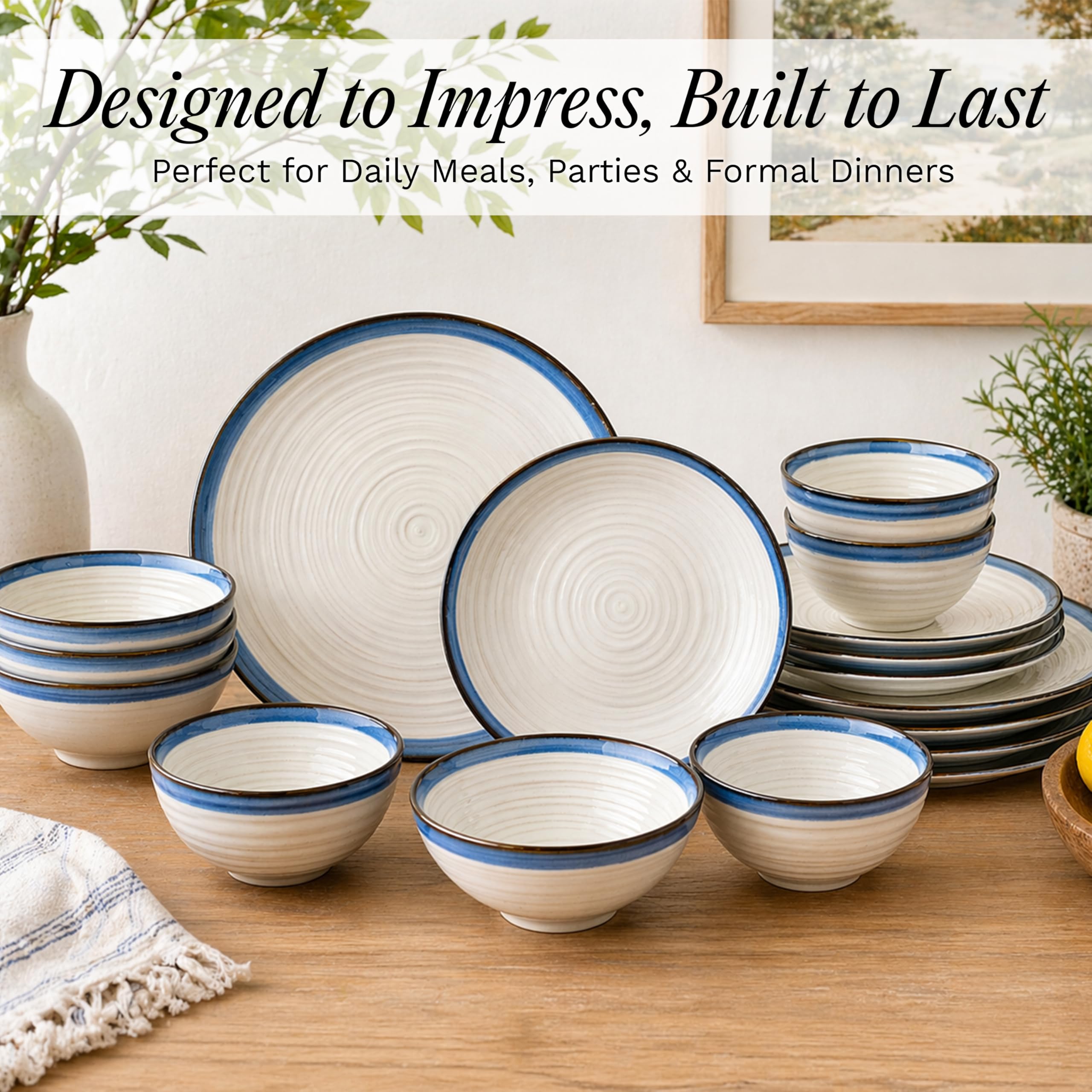 Amazon.com | Sango Siterra Santorini 16-Piece Stoneware Dinnerware