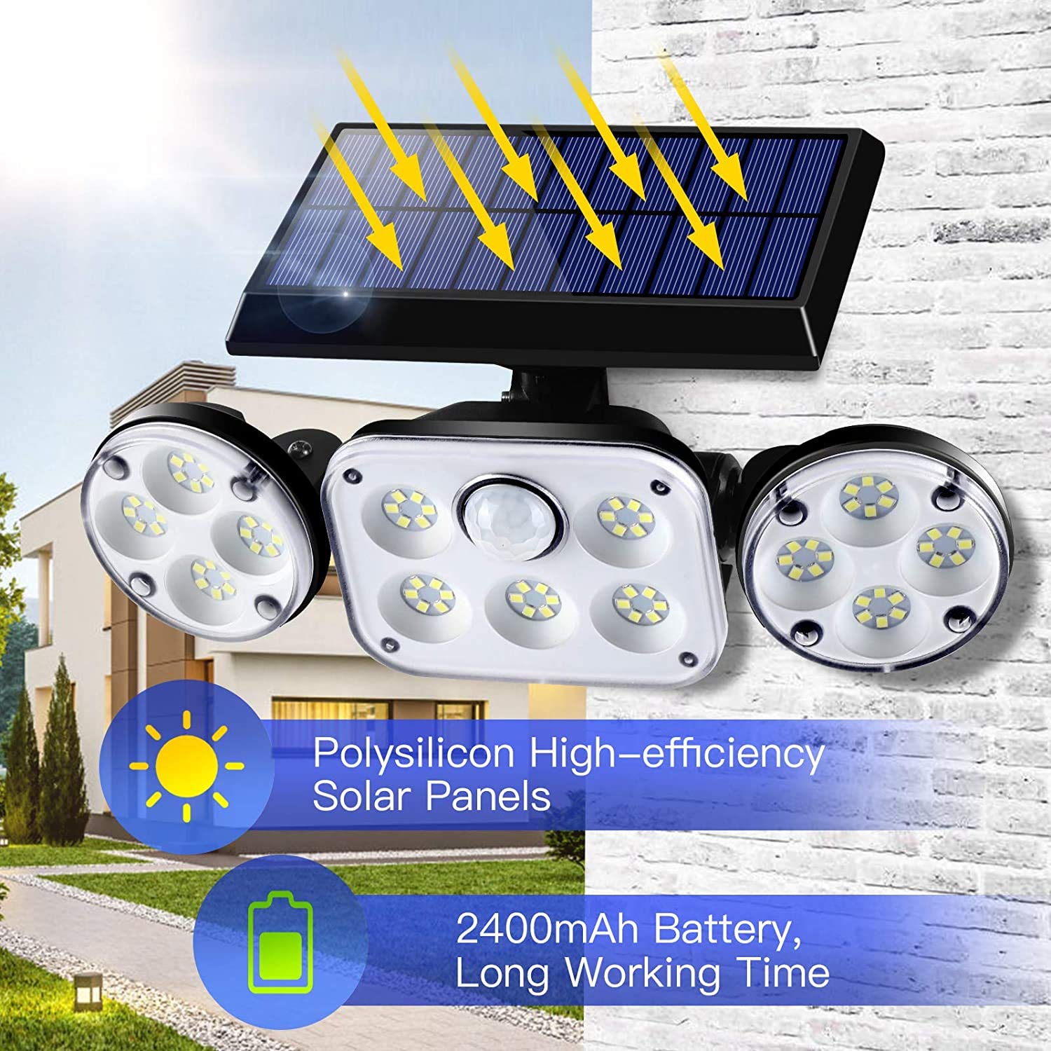 238/328 Lampada solare a LED Lampada da parete per esterni 348 IP65 Faretti impermeabili Lampada Sensore di movimento Solare 3 modalà Lampione stradale Decorazioni da giardino  39