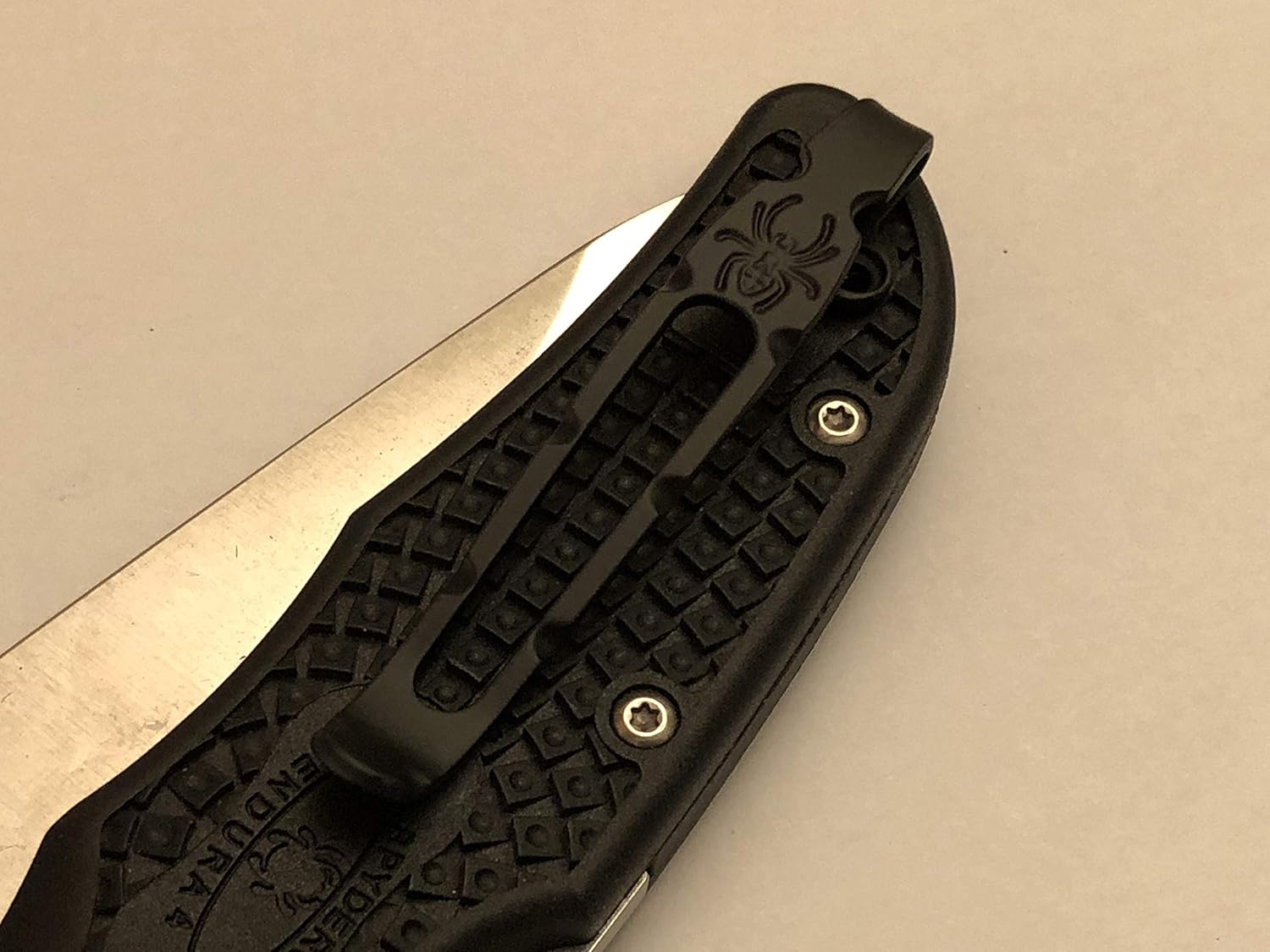Matte Black Titanium Deep Carry Pocket Clip for Spyderco Endura 4 C10PBK Knife With Spider