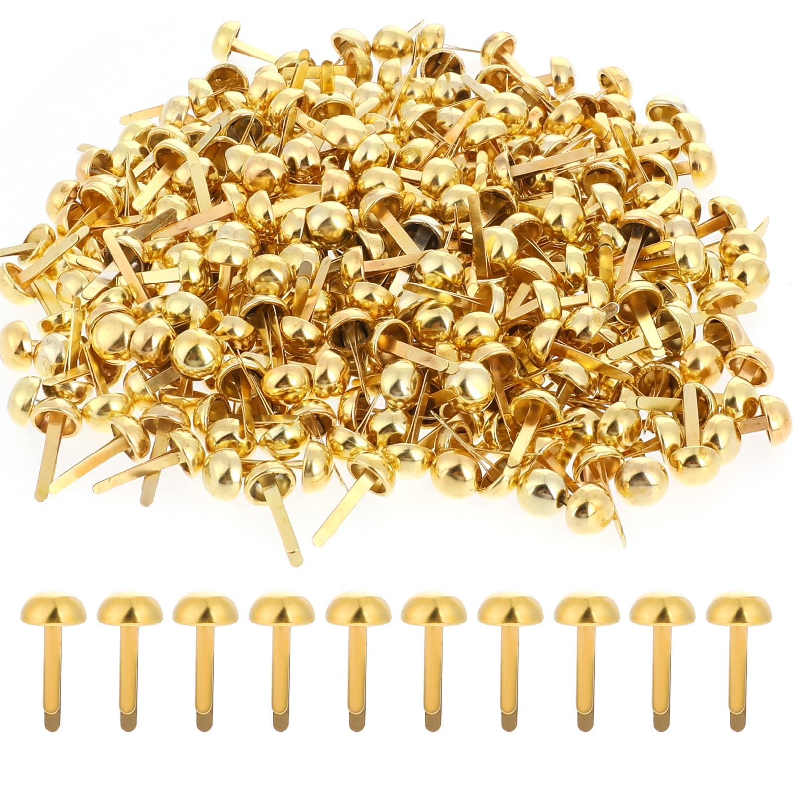 300 Pcs Gold Split Pins Brads Paper Fasteners Mini Brads Gold Fasteners Pins for Crafts Round Head Brass Brads for Paper Crafts Schools, Handicrafts, Festivals(0.31 x 0.66inch)