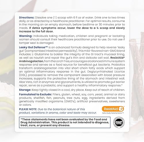 Miniatura 3 de Defensa intestinal con fugas - 30 porciones  Reparación GI  Contiene 011oz de L-glutamina raíz de regaliz desglicirrizada hoja de aloe y