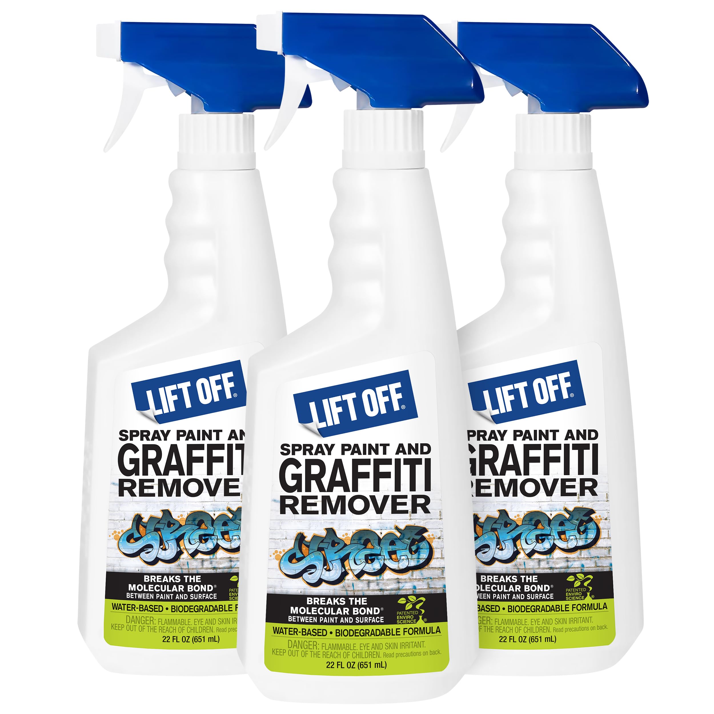 41101-3PK Spray Paint and Graffiti Remover – Removes Spray Paint, Acrylic, and Enamel – Safe for Wood, Metal, Concrete, Plastic – Water-Based Formula – 22 Fl Oz (Pack of 3)