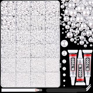 16500Pcs Flatback Pearls for Crafting (White), Assorted Size 2/3/4/5/6/8...