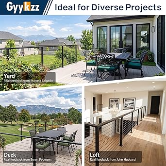 One-Stop Cable Railing Post Kit, 3Pack Level Drilled Line Post 36, Fixed Top Cable Railing System Including 3 Railing Post, 125ft Cable, 10 Sets Terminal, 60 Cable Grommets (No Handrail)