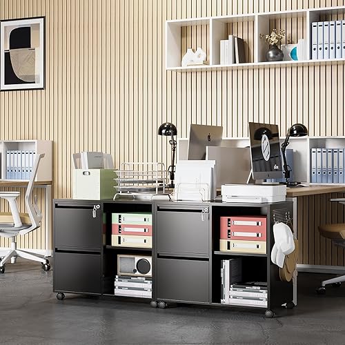 Miniatura 41 de Archivador lateral,Archivador de 4 cajones con cerradura,Archivadores laterales de oficina para tamaño legal/carta A4,Requiere montaje, negro