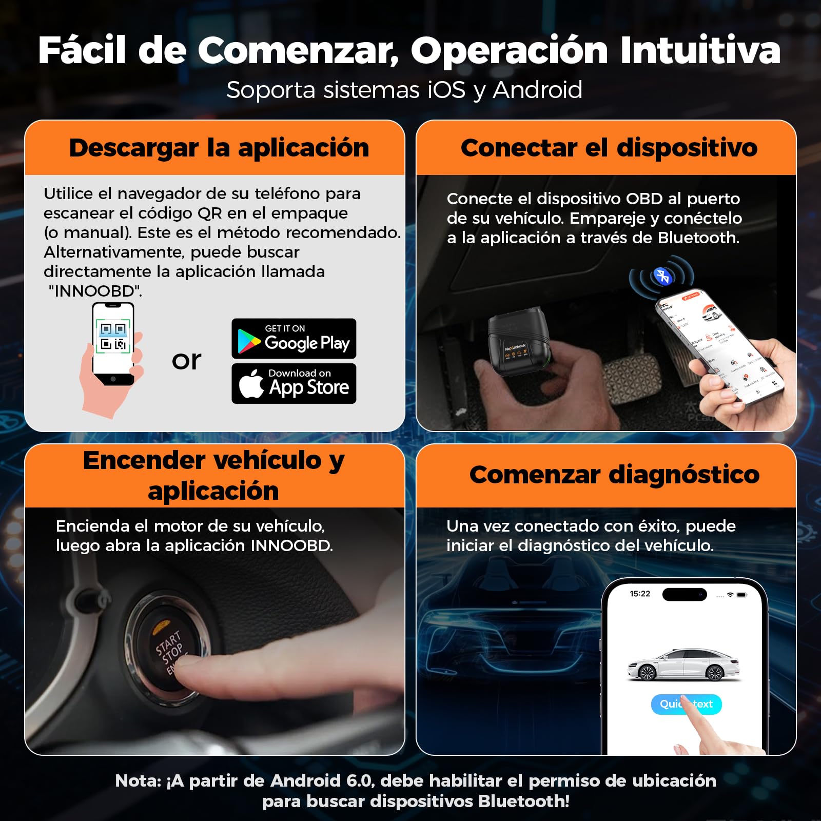 OBD2 Bluetooth Diagnosis Coche Multimarca: Escáner OBDII Diagnosis Bluetooth para Motor/AT/ABS/Airbag - Compatible iOS Android - Análisis Completo del Sistema y Actualizaciones Gratuitas de por Vida