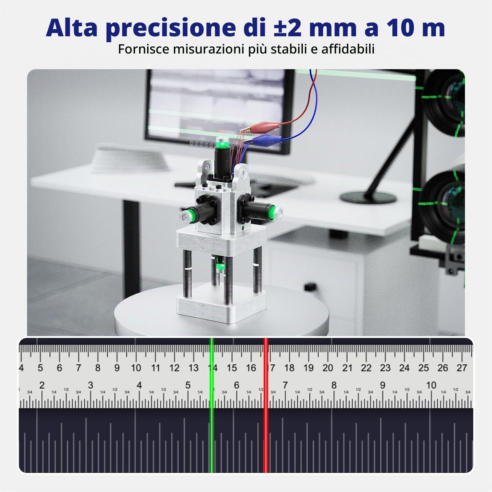 Huepar Pro cross line laser 3 * 360 gradi autolivellante rosso verde livella laser, alta precisione 3D livella laser ZK3CRG