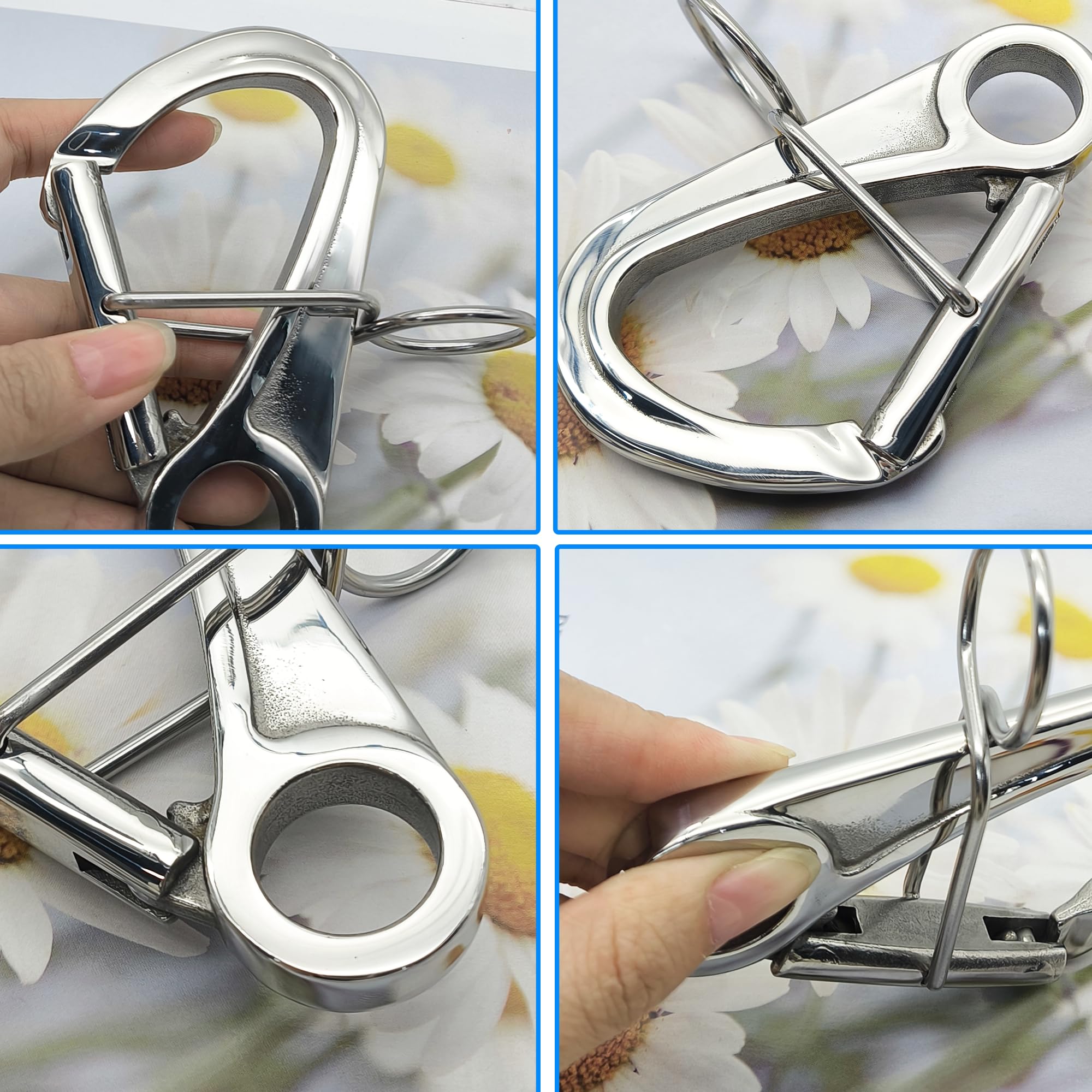 Bojenkarabiner, Fenderhaken Karabinerhaken aus Edelstahl 316 in Marine Grade, 270kg Tragkraft, Boot Fender Clips Schnellbefestigung Haken für Bootsaufhänger Bootszubehör,1 Pcs