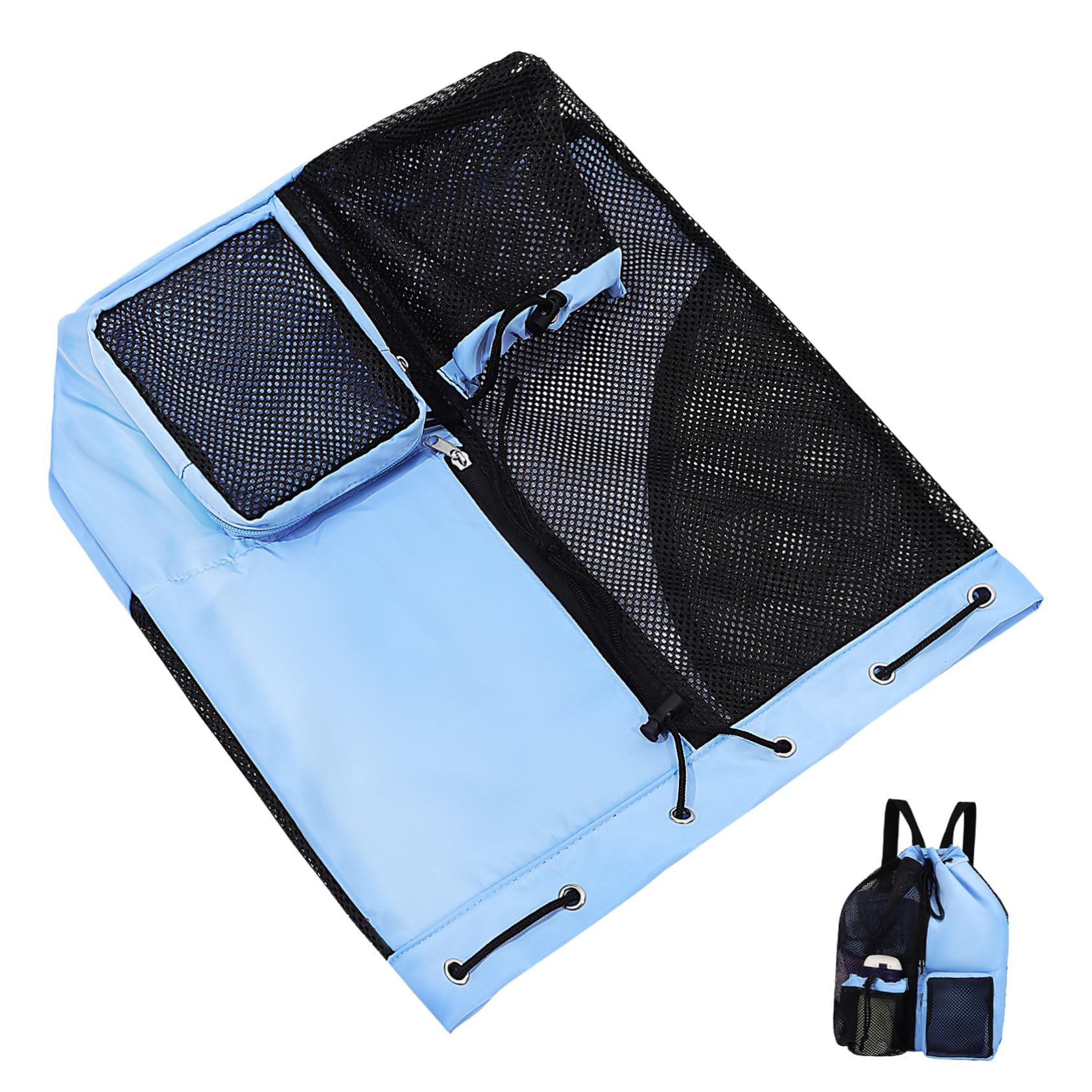 Toddmomy Mesh Swim Bag Drawstring Backpack Lightweight with Separated Compartments for Swim Gear Organization for Men Women Adults the Go