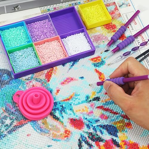 Miniatura 6 de Douorgan Contenedores de almacenamiento de pintura de diamantes, accesorios y herramientas, organizador portátil de pintura de diamante, a prueba de