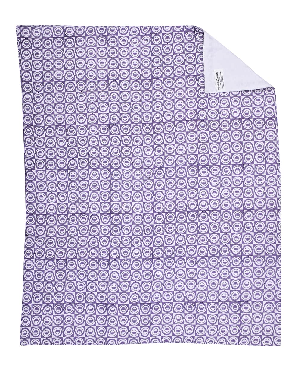 MK Handicraft (PurpleCrown), Pack of 3pieces Pure Breathable Cotton and high Absorbent Block Print Cribsheet for Newborn Babies, Swaddler Cum Comforter for Infants.(Children: M, 75cmx65cm, Purple) 3
