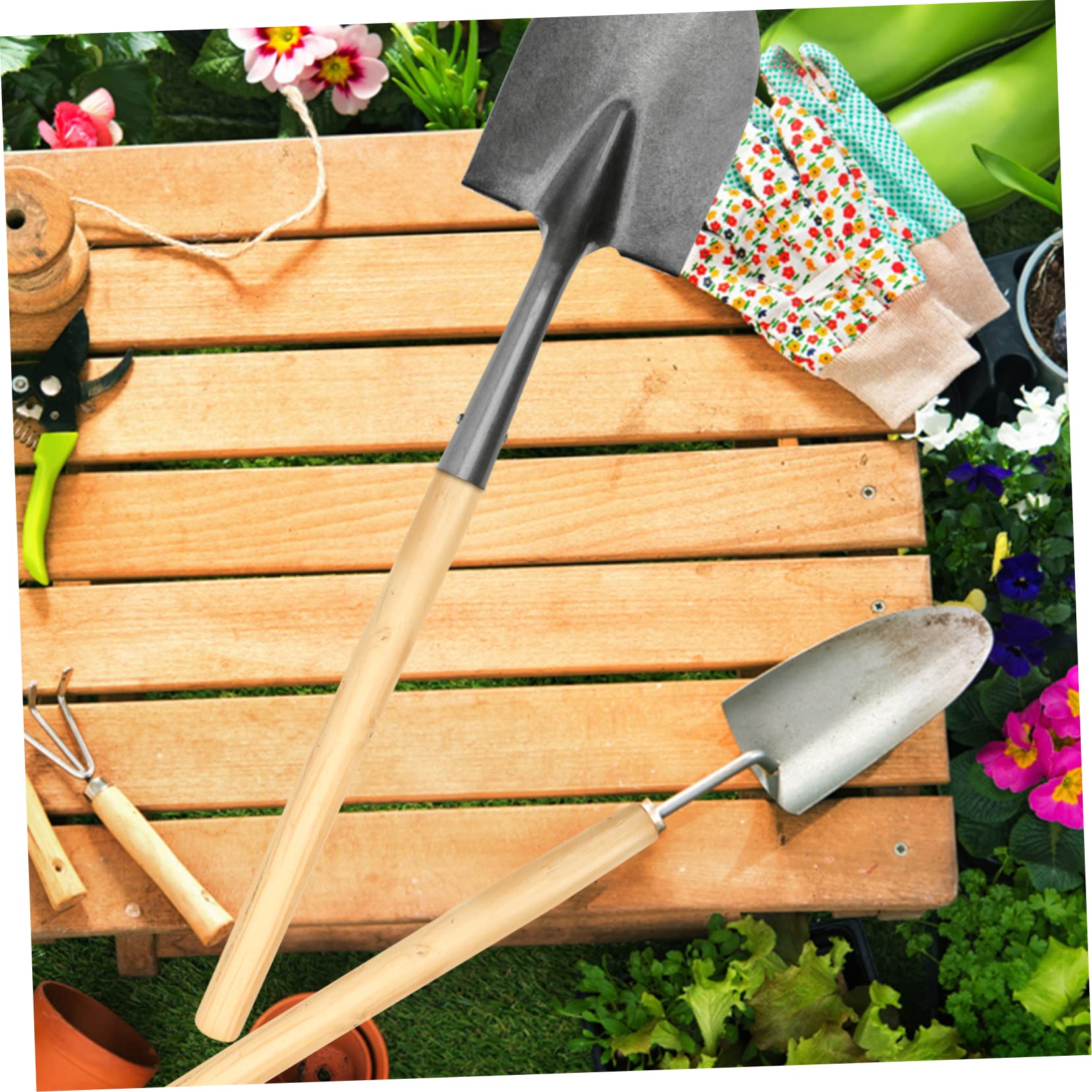 IMIKEYA Manici in Legno per Pala e Attrezzi da Giardino 4 Pezzi Sostituzione Impugnatura Leggera ed Ergonomica per Strumenti da Giardino Risparmio Lavoro