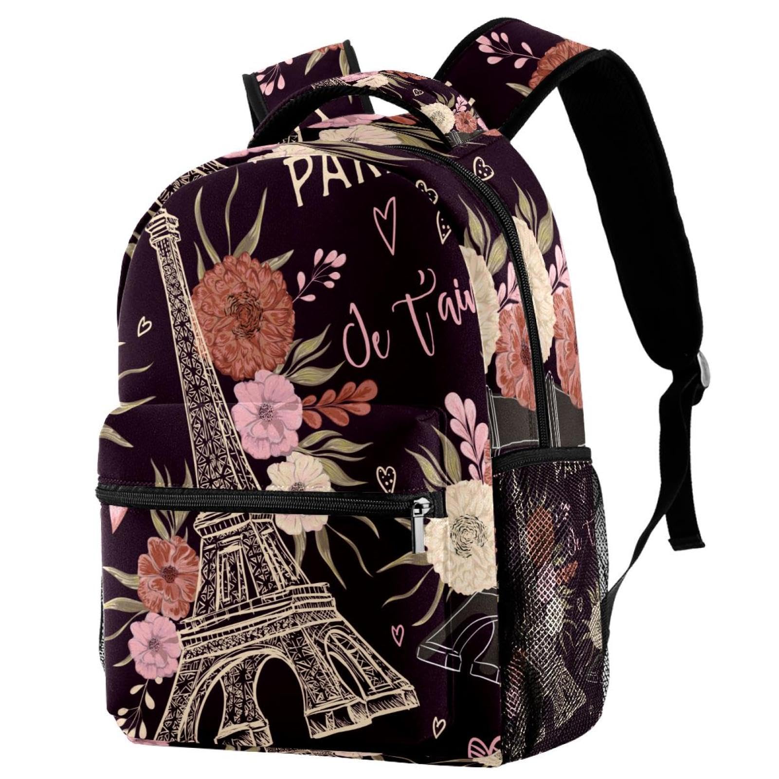 Sac à dos de voyage décontracté floral pour weekend et lycée
