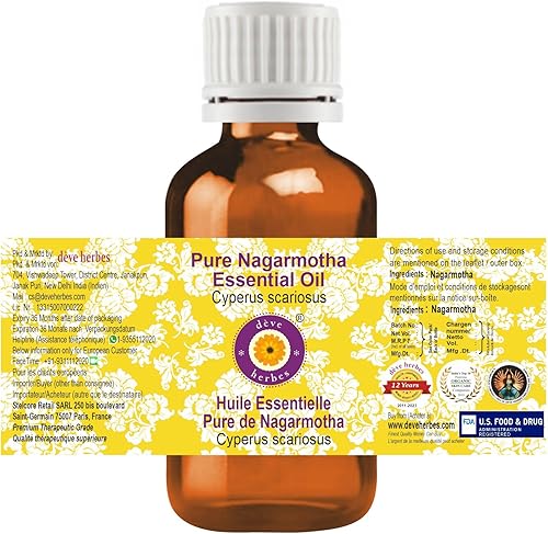 Miniatura 2 de dève herbes Aceite esencial de nagarmotha (Cyperus scariosus) Puro, no pegajoso, no grasoso, ligero, hombres y mujeres, todo tipo de piel, destilado
