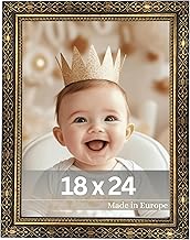 VictoR Vermeer Cadre photo vintage noir doré 18 x 24 cm – Cadre baroque antique avec verre acrylique – Paroi arrière stable en MDF – Pour format A4 – Pour format portrait et paysage – Noir doré
