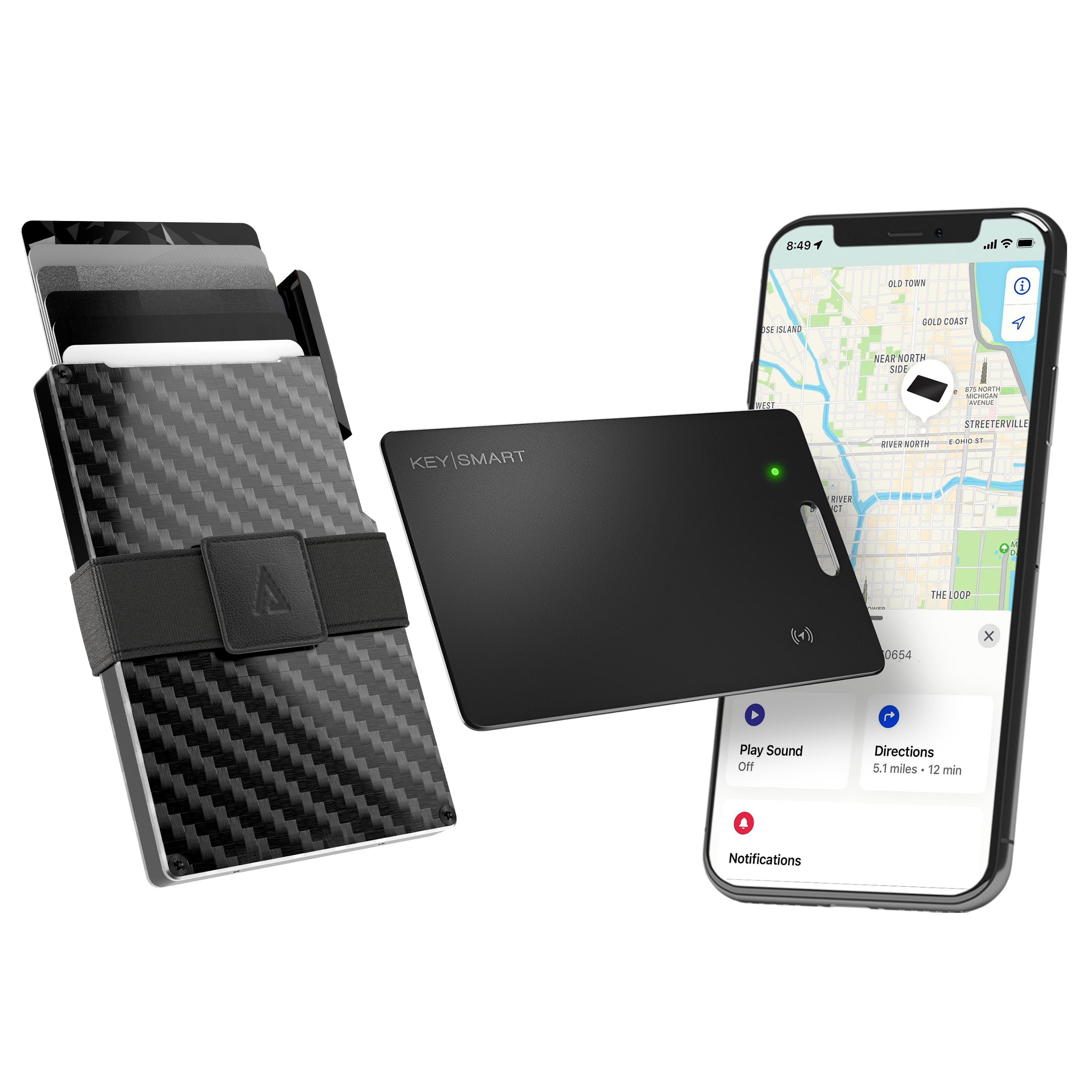 Statik and KeySmart SmartCard Wallet Finder Bundle - Pop Up Wallet for Men & Smart Card GPS Tracker Card - Simple Toggle for Men with RFID Blocking &