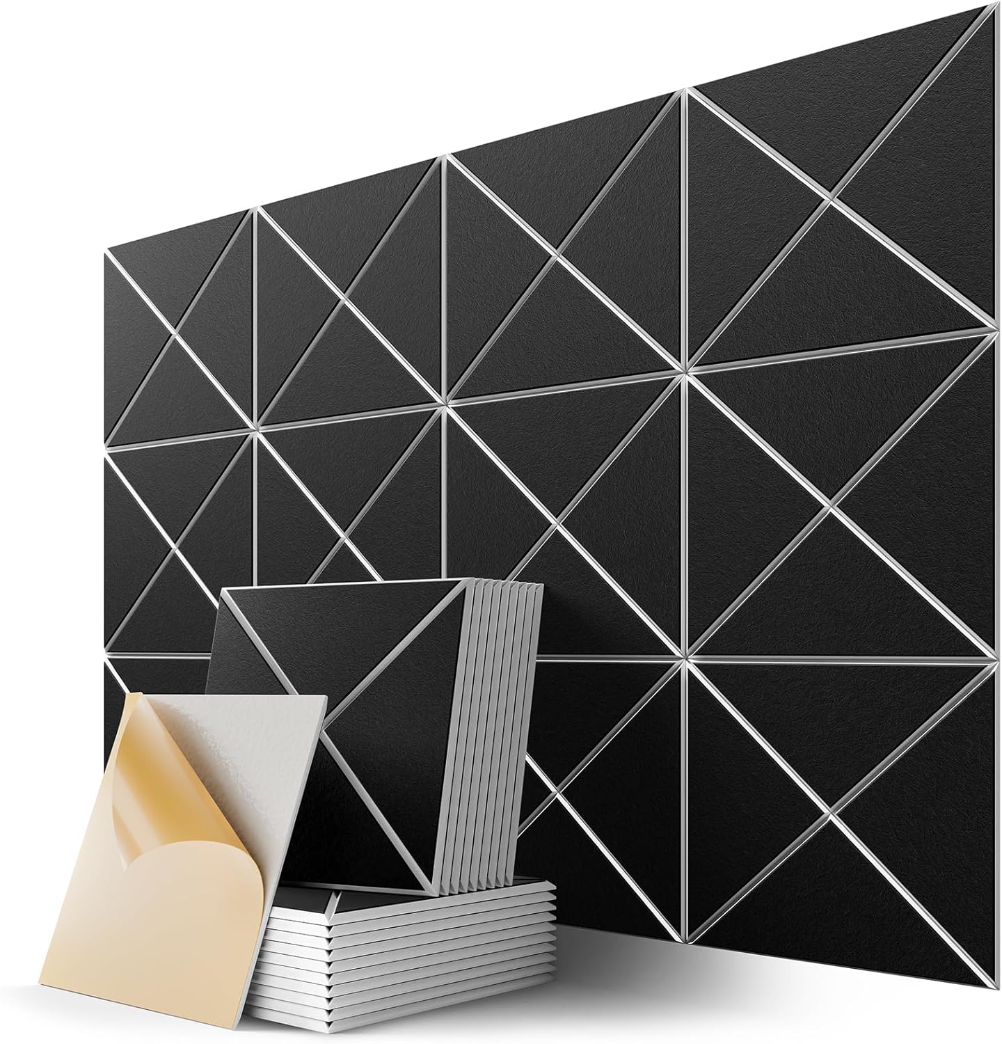 22 Pack X-Line Design Acoustic Panels, 12" X 12" X 0.4" Self-Adhesive Sound Proof Foam Panels for Walls, Soundproof Wall Panels for Home & Office (Black on White) X Line 22 Pack Black on White