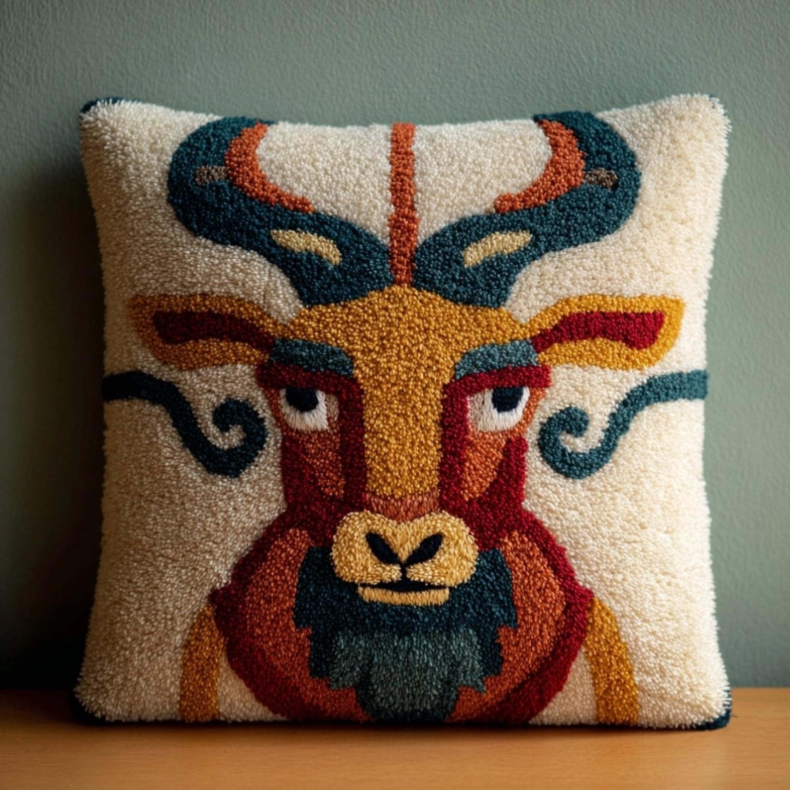 AxiangziK Beginners DIY Crochet Pillow Kit,Antelope