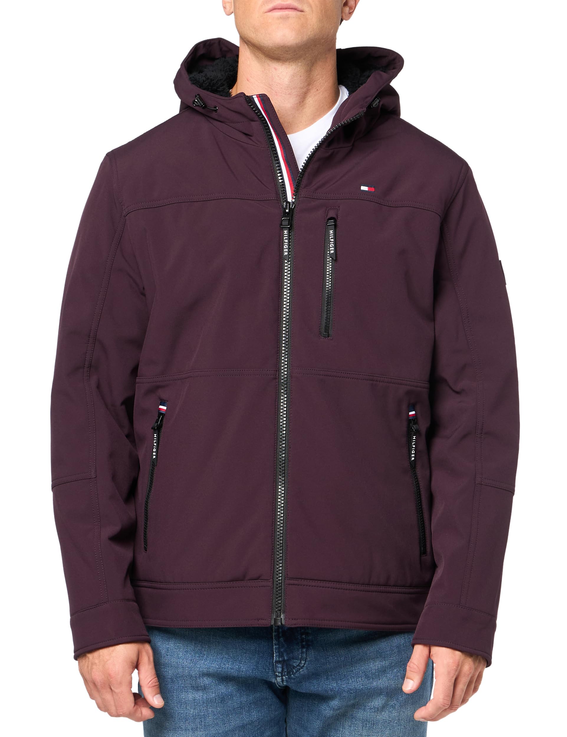 Tommy Hilfiger Men's Soft Shell Sherpa Lined Performance Jacket, Port, L