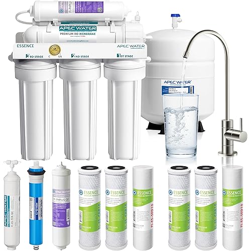 APEC Water Systems ROES-PH75 Essence Series Alkaline Mineral pH+ 75 GPD 6-Stage WQA Certified Ultra Safe Reverse Osmosis Drinking Water Filter System, with Extra High Capacity Pre-Filter Set Stage 1-3