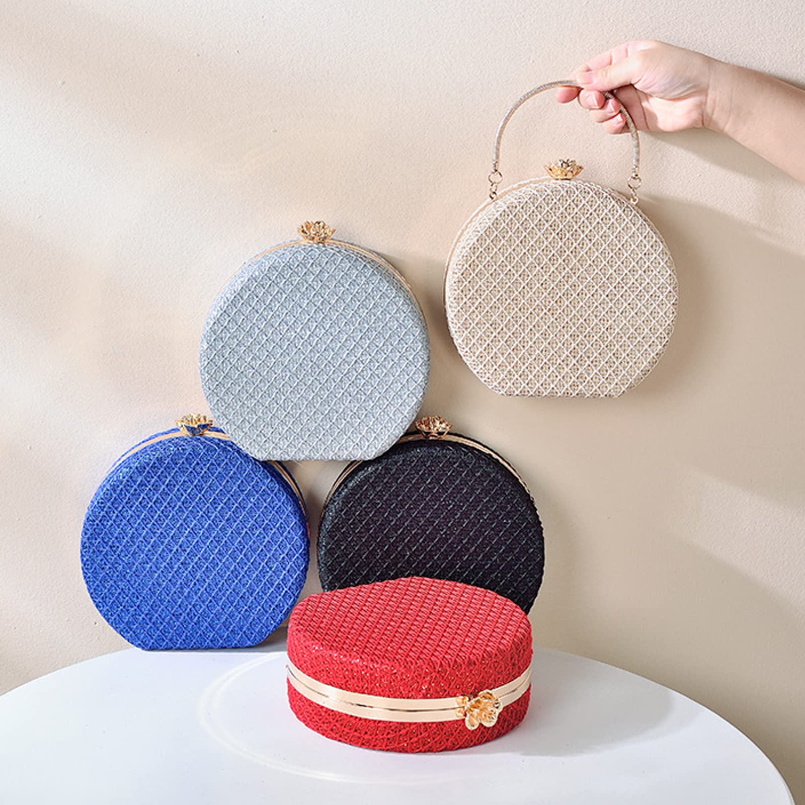 CORIOS Borsetta da Sera Donna Clutch in Rotonda Pochette Piccolo con Catena Borsa a Mano Borsa a Spalla Pelle PU Borsa a Tracolla per Cocktail Festa Ballo Cerimonia Giallo