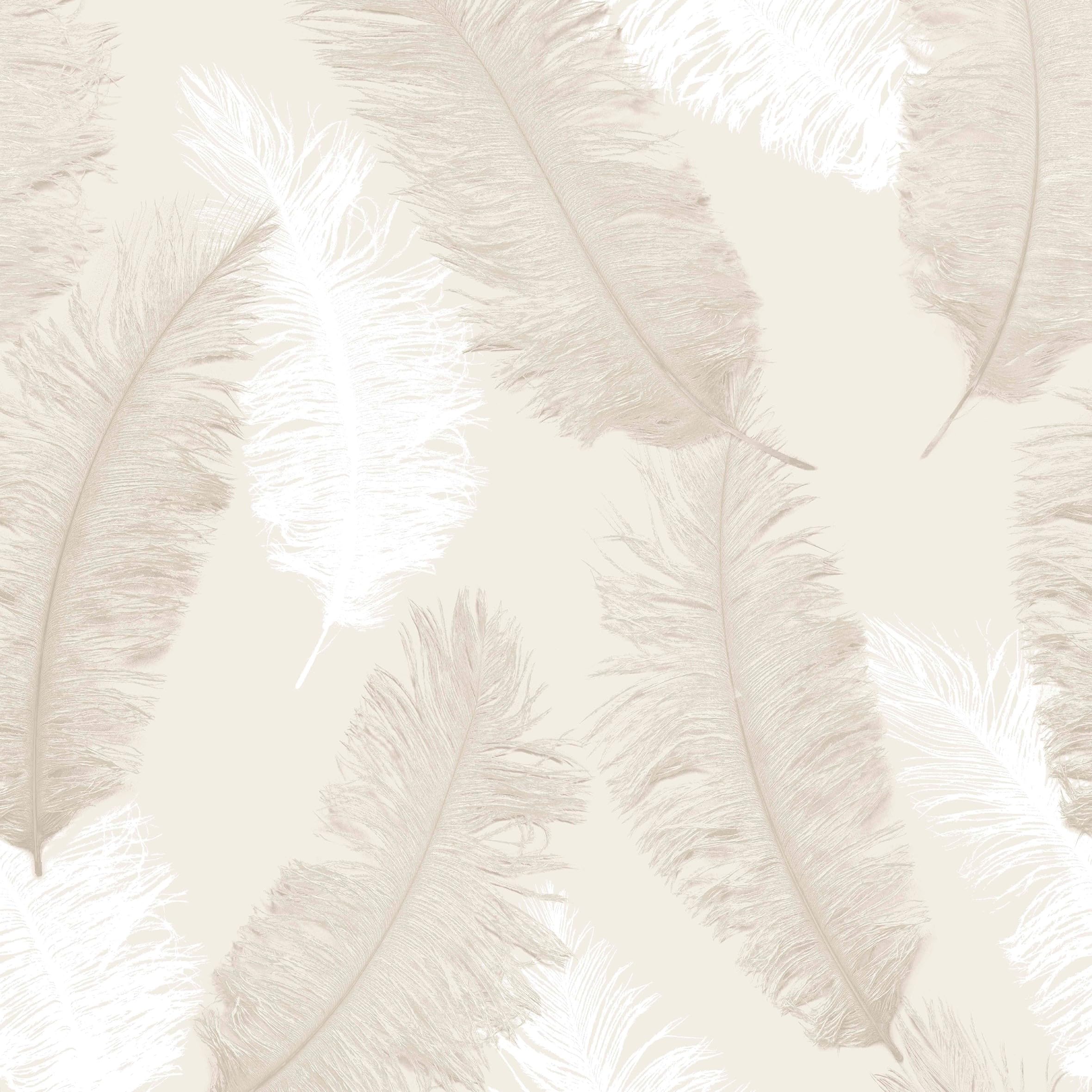 Grandeco Taupe Floating Feathers Textured Wallpaper,