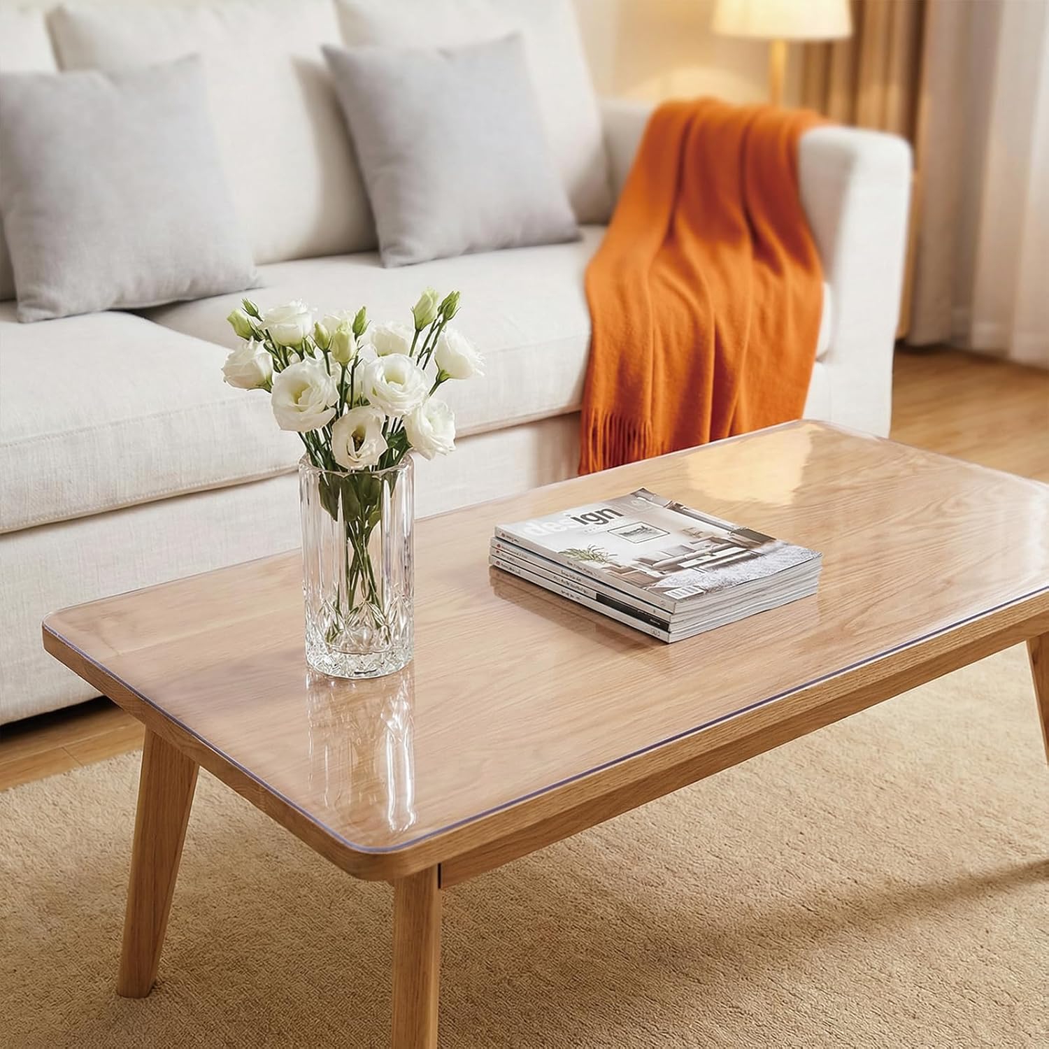 18X22 Inch Clear Plastic Dining Table Protector Cover PVC Vinyl Desk Blotter Pad Mat Wooden Furniture Coffee Glass Corner Bar End Side Table Top Protection Countertop Pad Waterproof