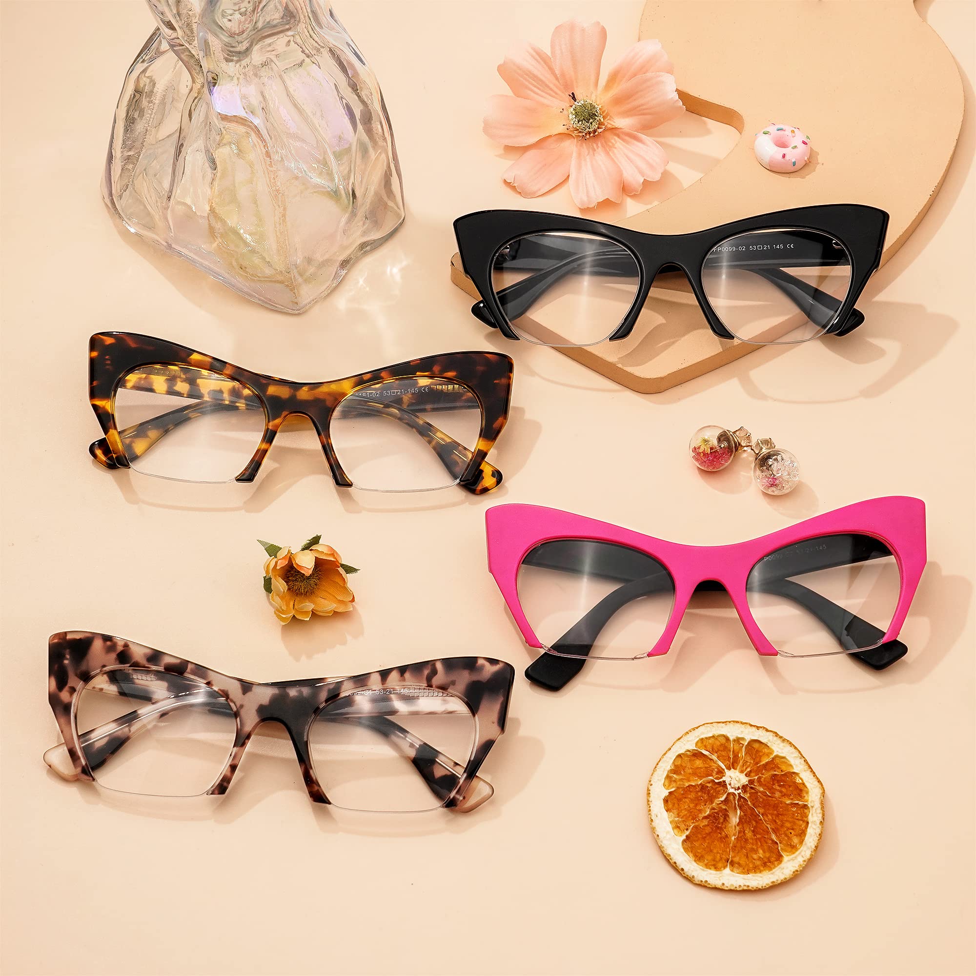 Zeelool Stylish Semi Rimless Cat Eye Blue Light Blocking Glasses