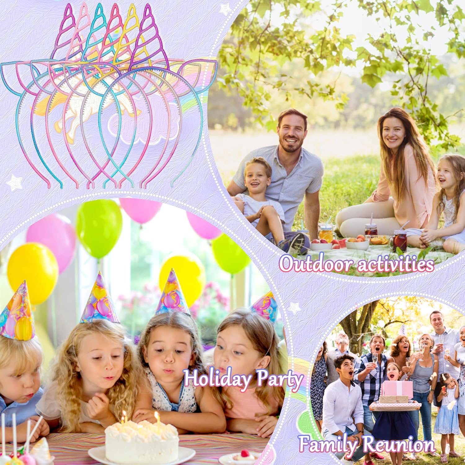 URSKYTOUS 18Pcs Unicorn Birthday Party Favors Unicorn headbands for Girl Halloween Christmas Party Supplies for Teen Children